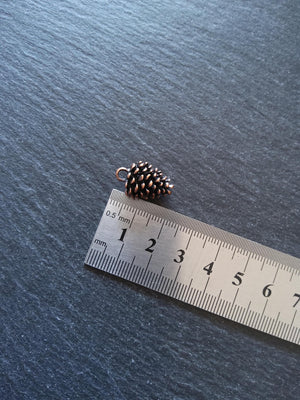 2 or 10 Pine Cone Charms Antique Copper Tone Solid Alloy 20x12mm - ContentedCatz