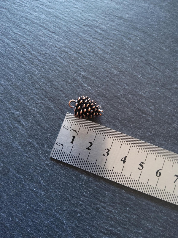 2 or 10 Pine Cone Charms Antique Copper Tone Solid Alloy 20x12mm - ContentedCatz