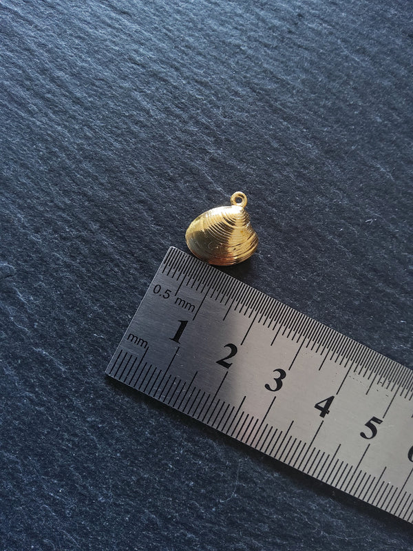 6 or 30 Sea Shell Charms Gold Stainless Steel 14x13x4mm - ContentedCatz