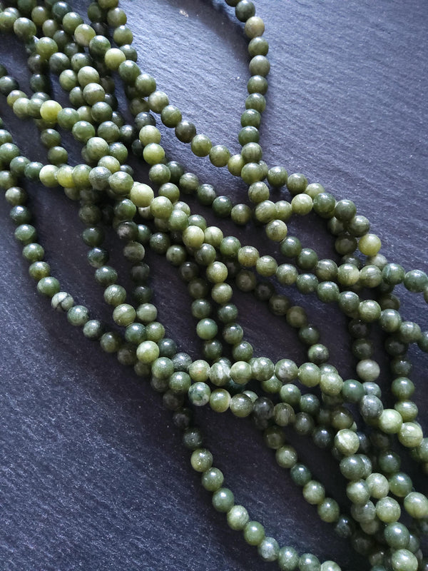 6.5mm Green Jade Natural Chinese Taiwan Undyed Round Polished Gemstone Beads Full 15 inch Strand - ContentedCatz