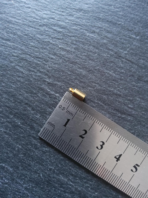 4 or 20 Genuine 18K Gold Plated Stainless Steel End Caps for 2.5mm Cord (3mm end caps) 9x4mm - ContentedCatz