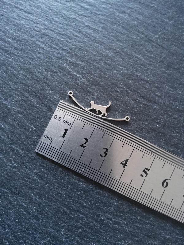1 or 5 Long Stainless Steel Cat Connector Charms 9x30.5x1mm - ContentedCatz