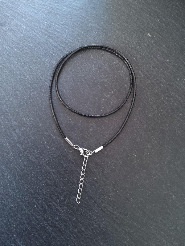 4 or 20 Black Waxed Cotton Cord 17 inch Necklace with Extender Chain - ContentedCatz