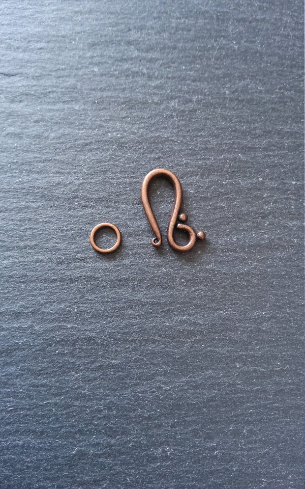 10 or 50 Sets Hook and Eye Clasps Antique Copper Tone 21x12mm - ContentedCatz