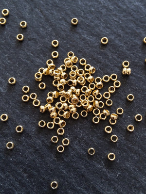60 or 300 Crimp Beads Genuine 24K Gold Plated 316 Surgical Steel 1.9mm Hole: 1mm - ContentedCatz