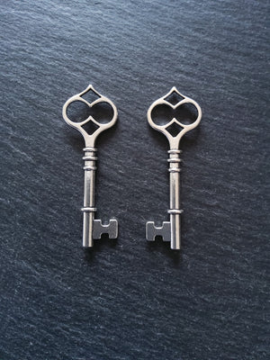4 or 20 Antique Silver Key Pendants Large 60x21x4mm Nickel FREE - ContentedCatz