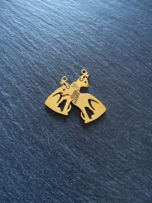 2 or 10 Genuine Gold Plated Stainless Steel Egyptian Cat Goddess Bastet Charms 30x15x1.5mm - ContentedCatz