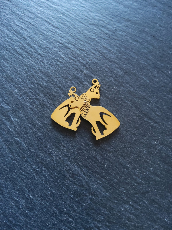 2 or 10 Genuine Gold Plated Stainless Steel Egyptian Cat Goddess Bastet Charms 30x15x1.5mm - ContentedCatz