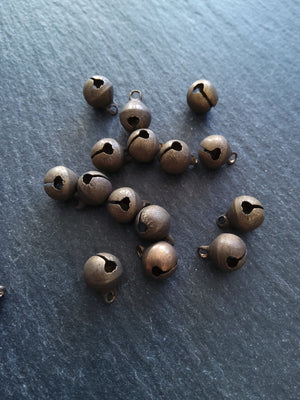 40 or 200 Little Antique Bronze Tone 6mm Brass Bells Bell Charms 9x6mm - ContentedCatz