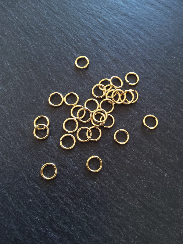 10 or 50 Genuine 24K Gold Plated 8mm Diameter Stainless Steel Jump Rings Strong 1.2mm (16 gauge) - ContentedCatz