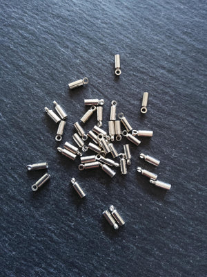 50 or 250 Antique Silver Tone End Caps for 1.5mm Cord Necklaces (2mm end caps) 8x2.8mm - ContentedCatz
