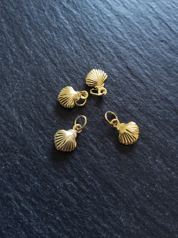 Sea Shell Charms Real Gold Plated Brass 11x8x2.8mm - ContentedCatz