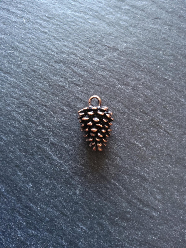 2 or 10 Pine Cone Charms Antique Copper Tone Solid Alloy 20x12mm - ContentedCatz
