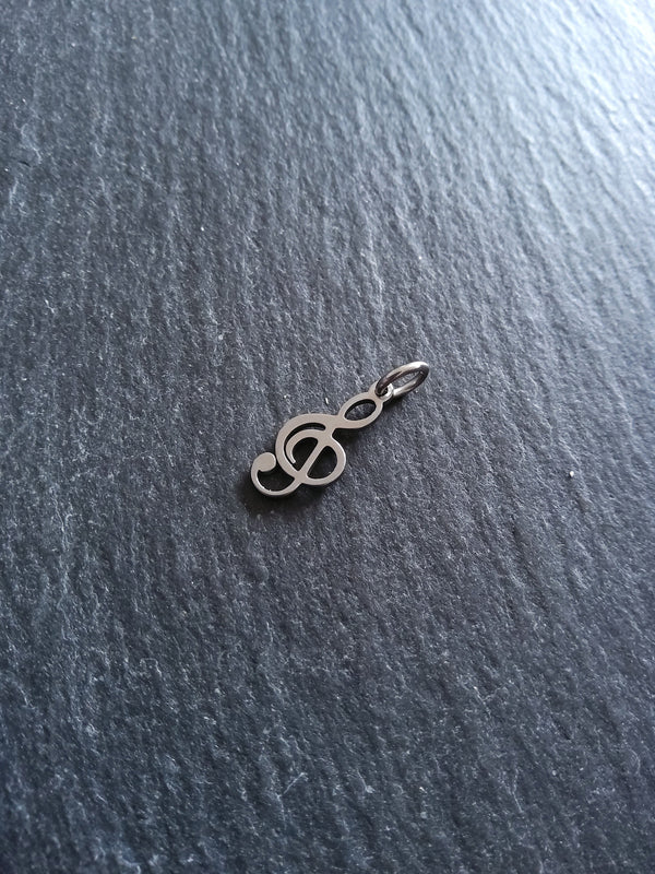 6 or 30 Treble Clef Musical Note Charms Stainless Steel 17x8mm - ContentedCatz