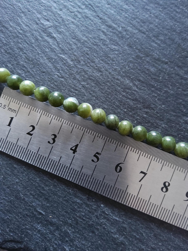 6.5mm Green Jade Natural Chinese Taiwan Undyed Round Polished Gemstone Beads Full 15 inch Strand - ContentedCatz