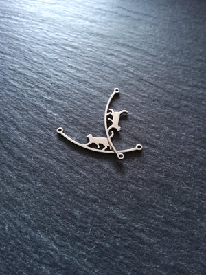 1 or 5 Long Stainless Steel Cat Connector Charms 9x30.5x1mm - ContentedCatz