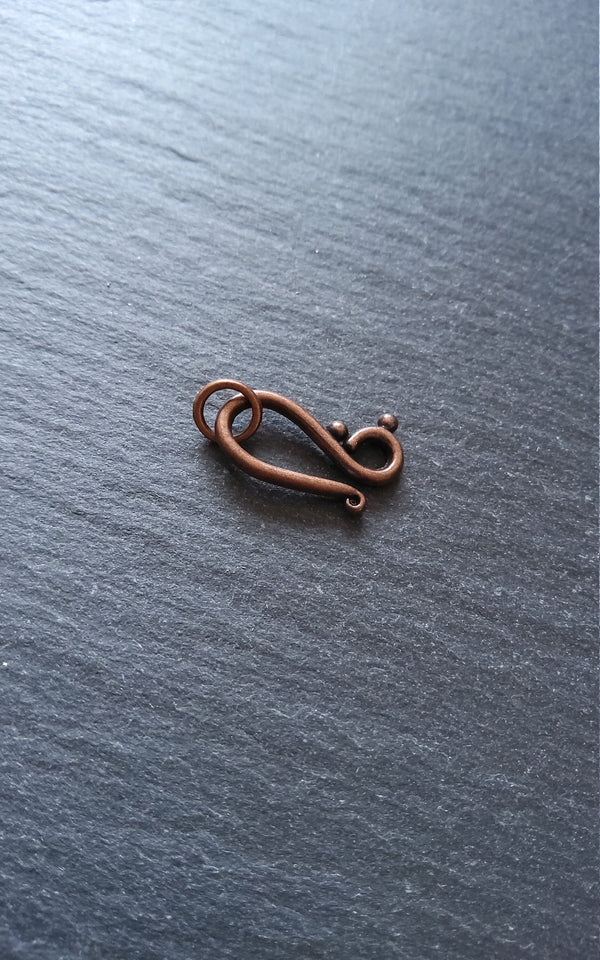 10 or 50 Sets Hook and Eye Clasps Antique Copper Tone 21x12mm - ContentedCatz