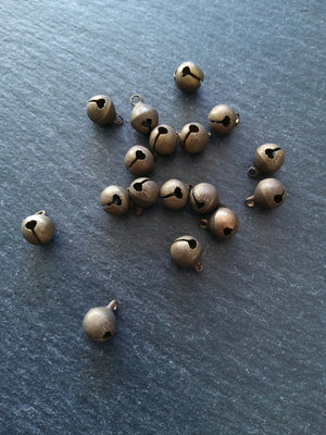 40 or 200 Little Antique Bronze Tone 6mm Brass Bells Bell Charms 9x6mm - ContentedCatz
