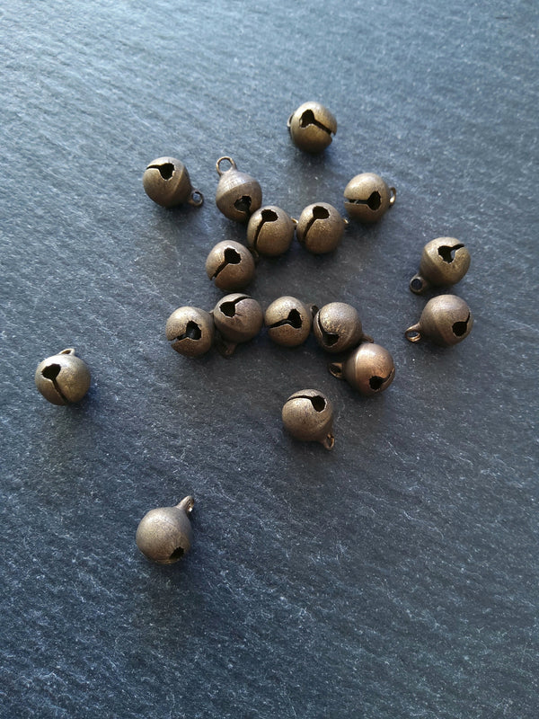 40 or 200 Little Antique Bronze Tone 6mm Brass Bells Bell Charms 9x6mm - ContentedCatz