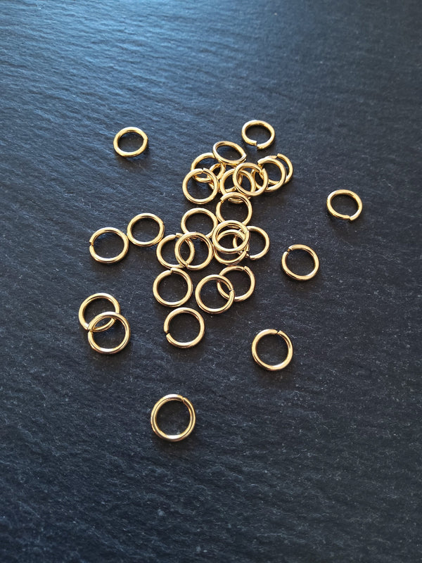 10 or 50 Genuine 24K Gold Plated 8mm Diameter Stainless Steel Jump Rings Strong 1.2mm (16 gauge) - ContentedCatz