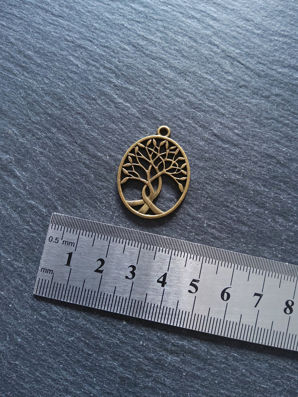4 or 20 Oval Tree of Life Pendants Antique Bronze Tone Alloy 32x24mm - ContentedCatz
