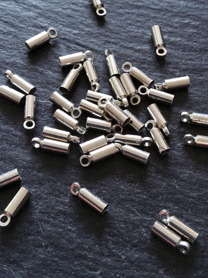 50 or 250 Antique Silver Tone End Caps for 1.5mm Cord Necklaces (2mm end caps) 8x2.8mm - ContentedCatz