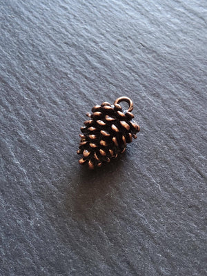 2 or 10 Pine Cone Charms Antique Copper Tone Solid Alloy 20x12mm - ContentedCatz