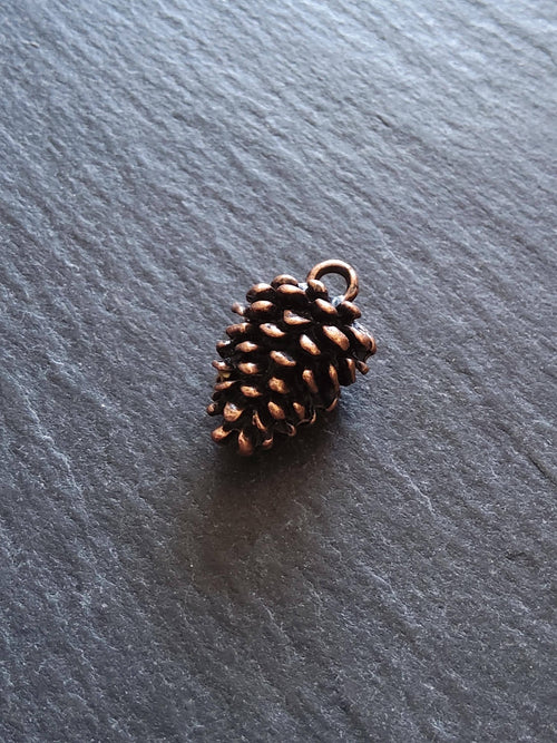 2 or 10 Pine Cone Charms Antique Copper Tone Solid Alloy 20x12mm - ContentedCatz
