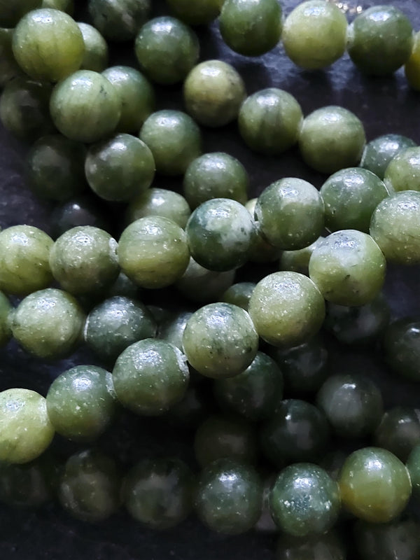 6.5mm Green Jade Natural Chinese Taiwan Undyed Round Polished Gemstone Beads Full 15 inch Strand - ContentedCatz