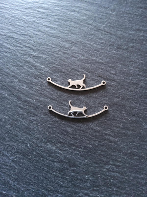 1 or 5 Long Stainless Steel Cat Connector Charms 9x30.5x1mm - ContentedCatz