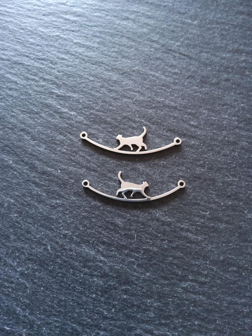 1 or 5 Long Stainless Steel Cat Connector Charms 9x30.5x1mm - ContentedCatz