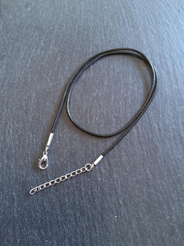 4 or 20 Black Waxed Cotton Cord 17 inch Necklace with Extender Chain - ContentedCatz