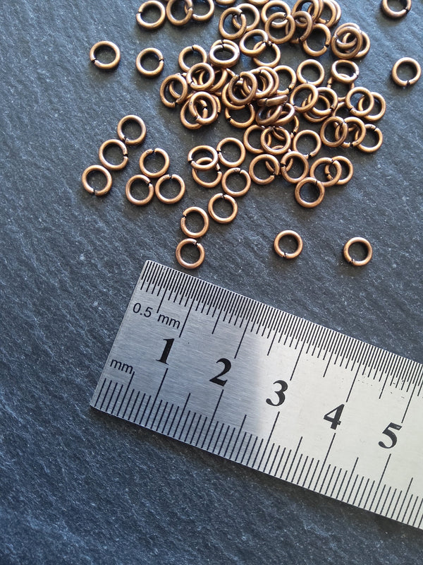 200 or 1000 Antique Copper Tone 5mm Diameter Strong 1mm Jump Rings - ContentedCatz