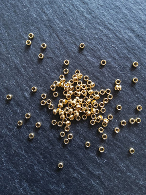 60 or 300 Crimp Beads Genuine 24K Gold Plated 316 Surgical Steel 1.9mm Hole: 1mm - ContentedCatz