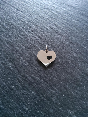 2 or 10 Stainless Steel Heart Charms With Cutout Heart 12x12x1.2mm - ContentedCatz