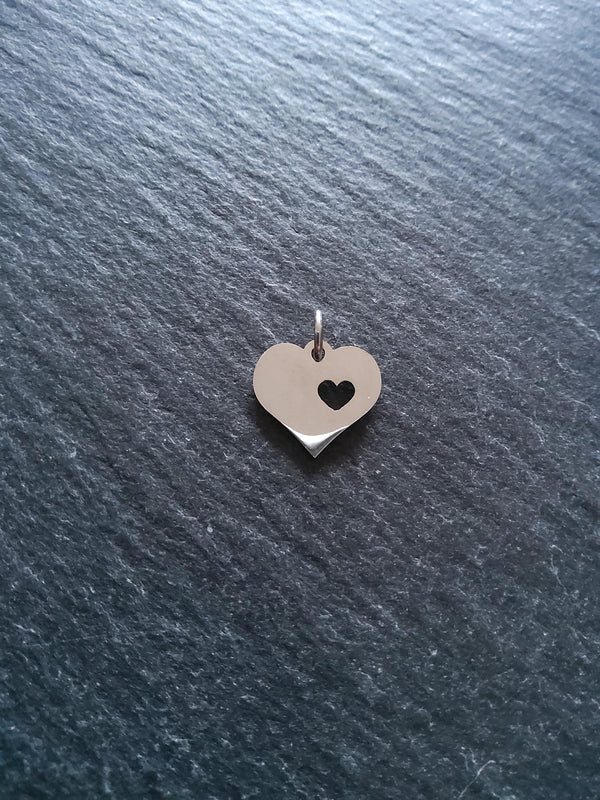 2 or 10 Stainless Steel Heart Charms With Cutout Heart 12x12x1.2mm - ContentedCatz