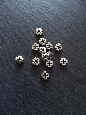 20 or 100 Antique Silver 8mm Cross Beads 8x8x4mm - ContentedCatz