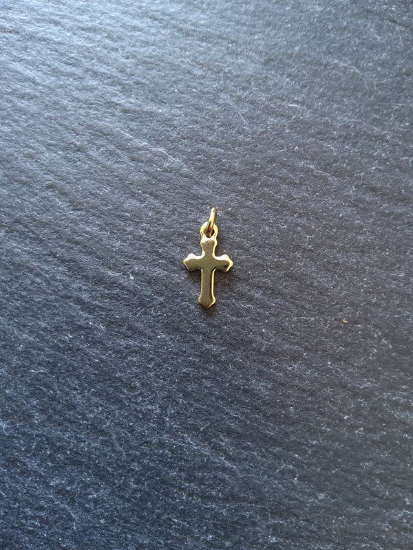10 or 50 Real 18K Gold Plated Stainless Steel Cross Charms 12x7x0.8mm - ContentedCatz