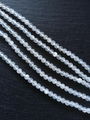 6.6mm Natural Selenite Undyed Round Polished Beads. Full 15.7 inch Strand Hole: 0.8mm - ContentedCatz