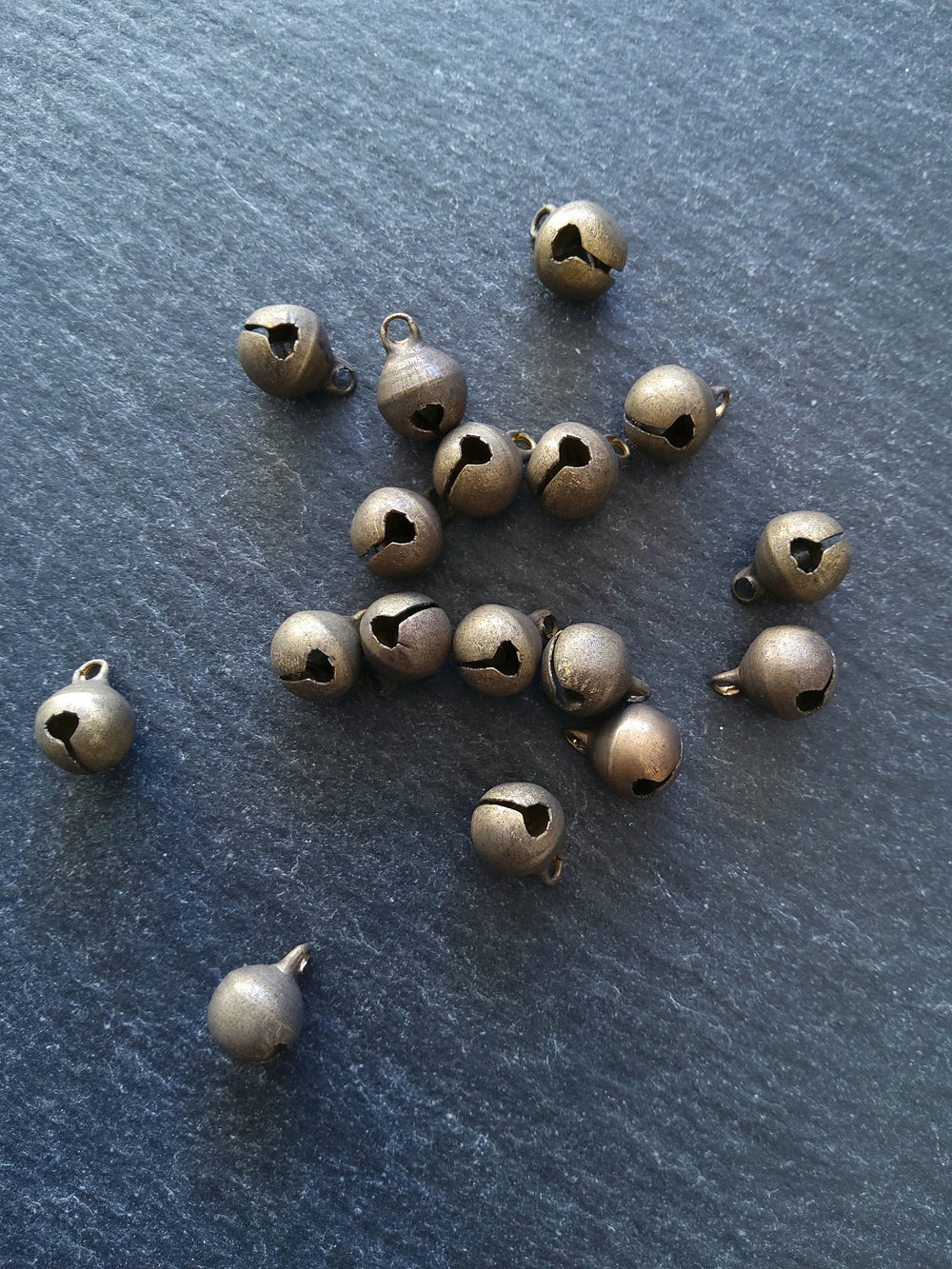 40 or 200 Little Antique Bronze Tone 6mm Brass Bells Bell Charms 9x6mm - ContentedCatz