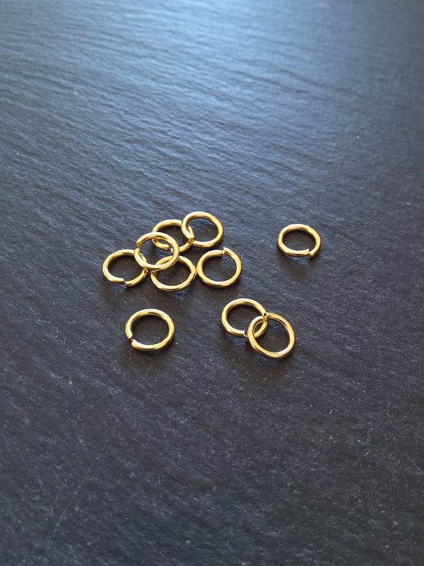 10 or 50 Genuine 24K Gold Plated 8mm Diameter Stainless Steel Jump Rings Strong 1.2mm (16 gauge) - ContentedCatz