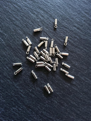 50 or 250 Antique Silver Tone End Caps for 1.5mm Cord Necklaces (2mm end caps) 8x2.8mm - ContentedCatz