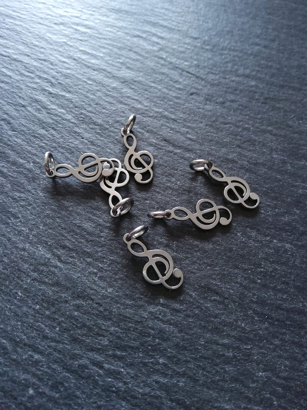 6 or 30 Treble Clef Musical Note Charms Stainless Steel 17x8mm - ContentedCatz