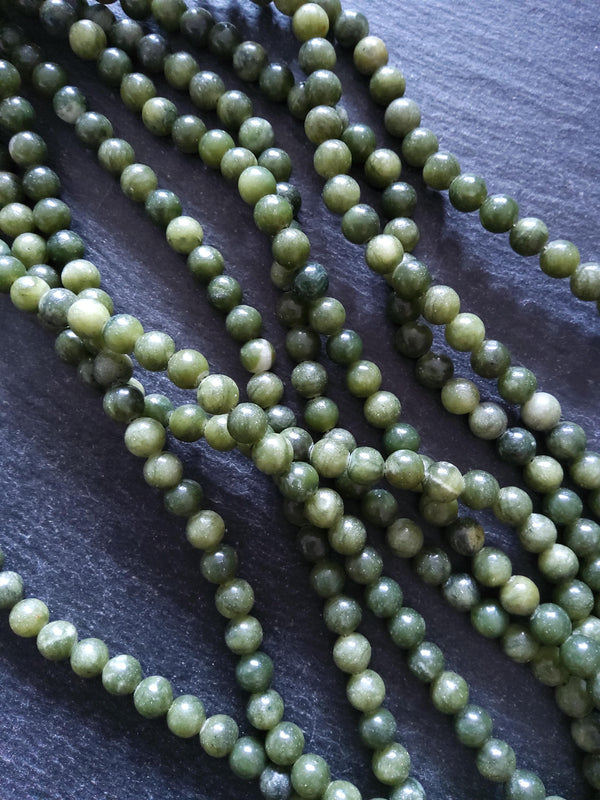 6.5mm Green Jade Natural Chinese Taiwan Undyed Round Polished Gemstone Beads Full 15 inch Strand - ContentedCatz