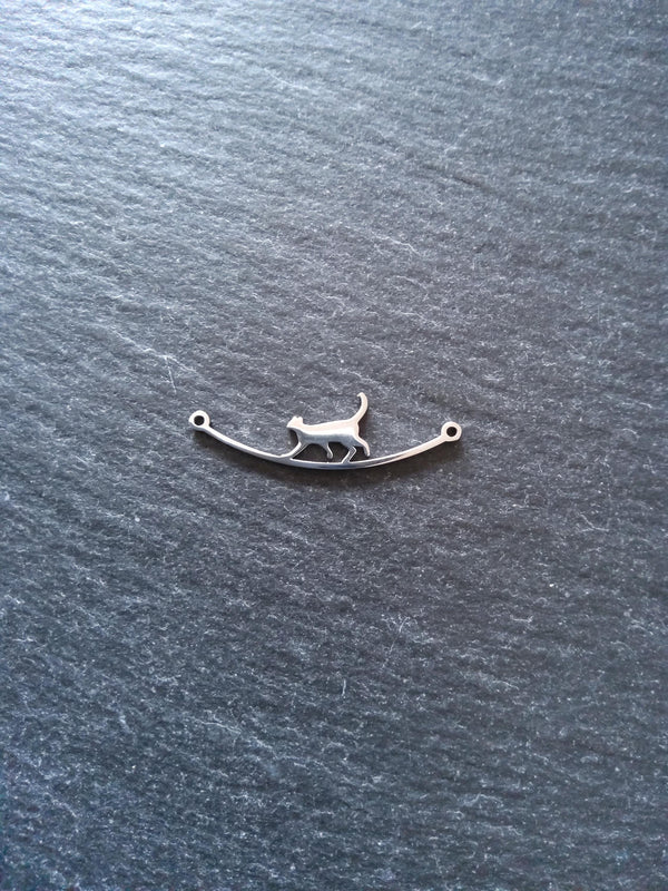 1 or 5 Long Stainless Steel Cat Connector Charms 9x30.5x1mm - ContentedCatz
