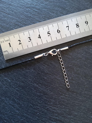 4 or 20 Black Waxed Cotton Cord 17 inch Necklace with Extender Chain - ContentedCatz