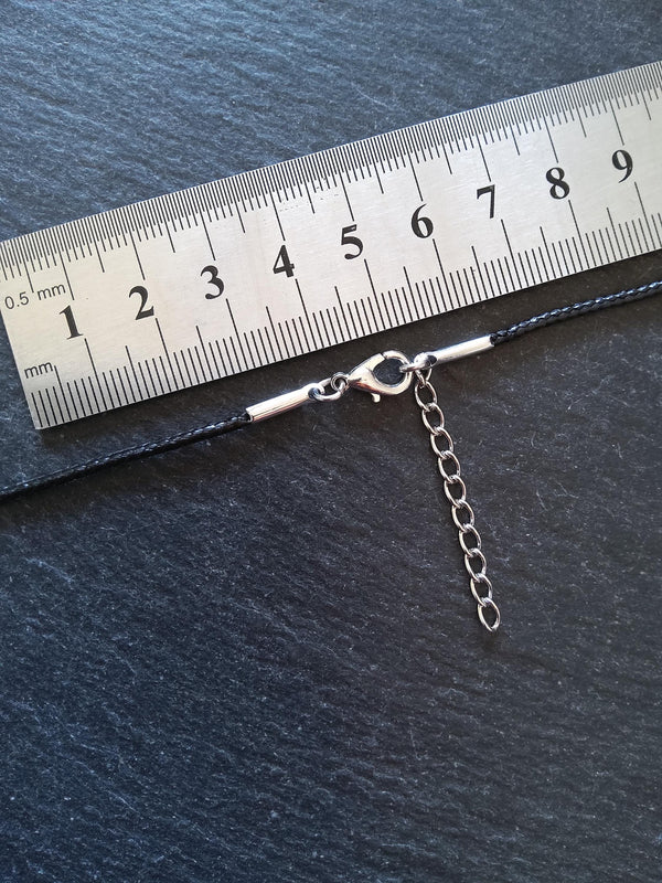 4 or 20 Black Waxed Cotton Cord 17 inch Necklace with Extender Chain - ContentedCatz