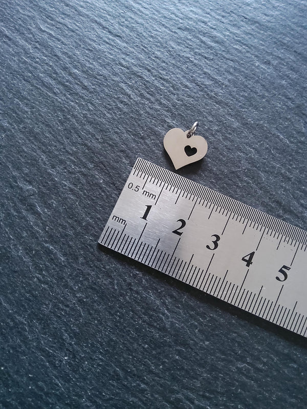 2 or 10 Stainless Steel Heart Charms With Cutout Heart 12x12x1.2mm - ContentedCatz