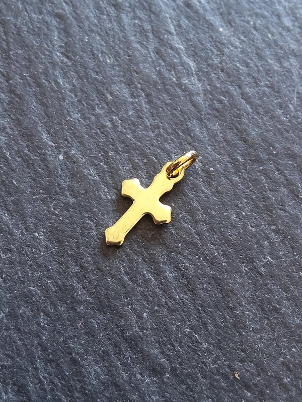 10 or 50 Real 18K Gold Plated Stainless Steel Cross Charms 12x7x0.8mm - ContentedCatz