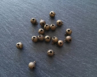 40 or 200 Little Antique Bronze Tone 6mm Brass Bells Bell Charms 9x6mm - ContentedCatz